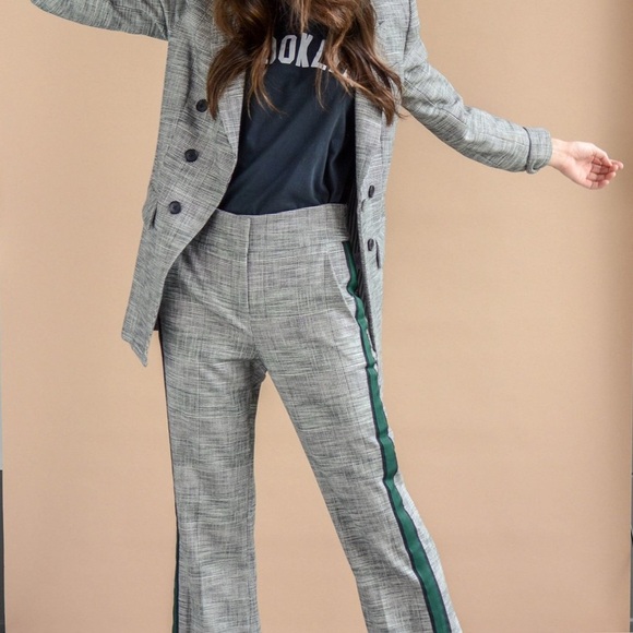Veronica Beard Cormac Trouser Glen Plaid Green Stripe size 10 - Picture 1 of 7